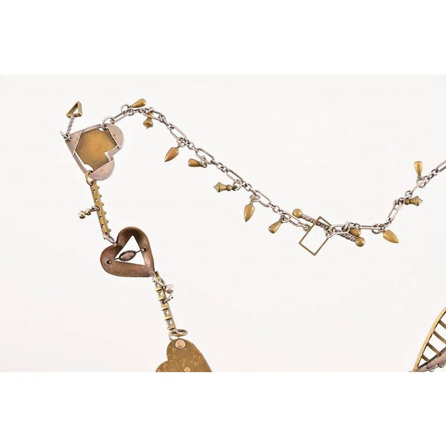 Vintage Thomas Mann Sterling and Brass Heart Charm Necklace For Sale - Image 11 of 12