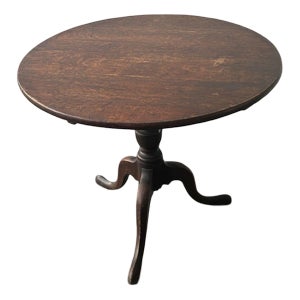 Georgian Style Oak Tilt Top Tripod Occasional Side Table For Sale