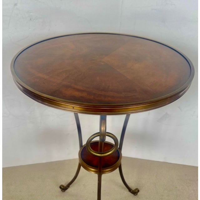 Traditional French Regency Style Bronze 2 Tier Gueridon With Wood Top For Sale - Image 3 of 15