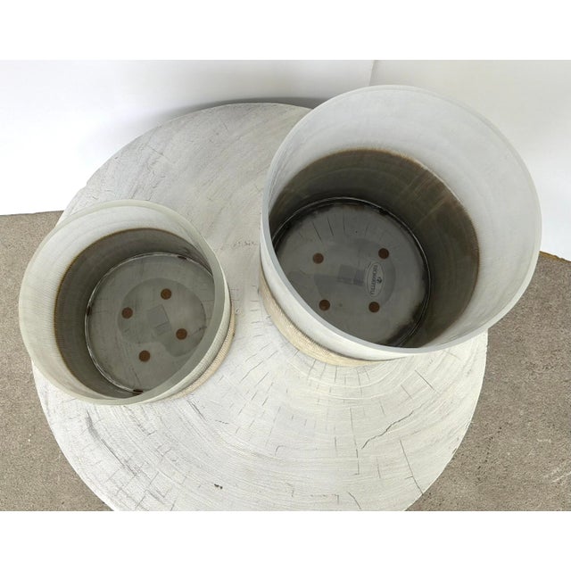 2020s Modern Gray and Tan Chiseled Glass Vases Set of 2 For Sale - Image 5 of 5