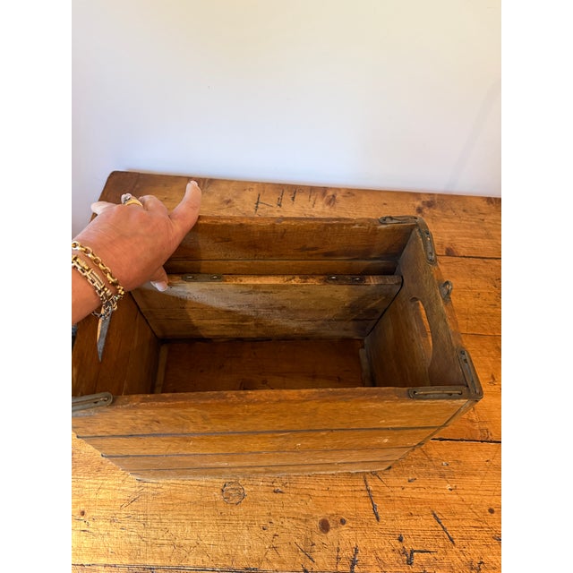 Brown Antique Hubbard's Wood Wire Sewn Folding / Collapsible Crate For Sale - Image 8 of 13