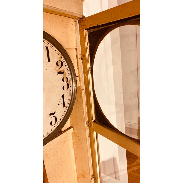Antique American School Clock Glass Front Gilding on Glass Around Face For Sale - Image 10 of 12
