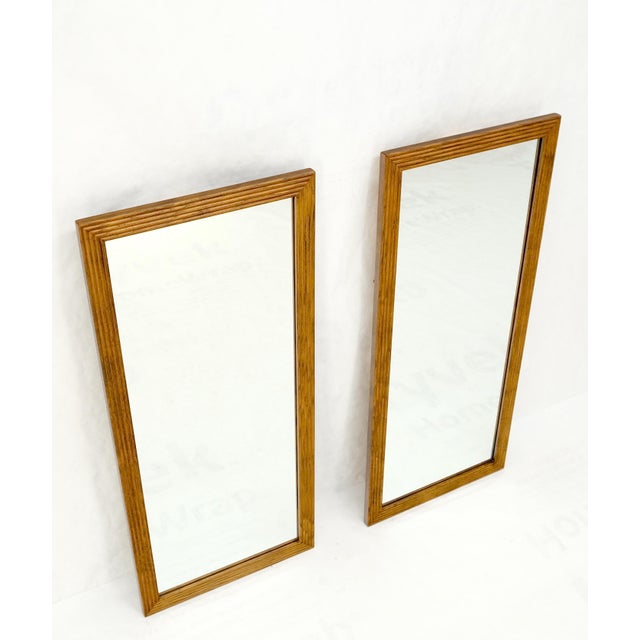 Brown Pair of Mid Century Modern Rectangle Wall Mirrors by Henredon Mint! For Sale - Image 8 of 9