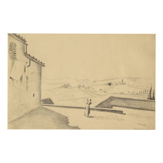 Richard Seewald, Mother & Child (San Gimignano, Tuscany), 1920s, Pencil and Handmade Paper, Framed For Sale