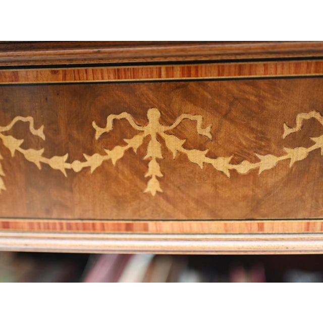 Wood Walnut Bookcases with Open Front & Sheraton Inlay, Set of 2 For Sale - Image 7 of 15