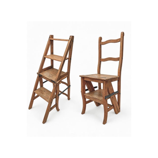 A late 19th-century French metamorphic chair made of natural and rustic beech wood. This beautifully handcrafted piece...
