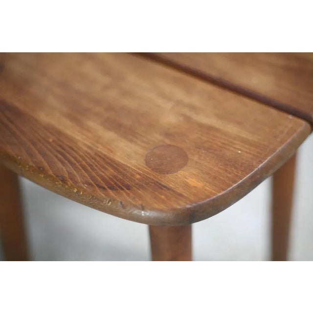 Brown Wood Stool by Pierre Gautier Delaye, France, 1960s For Sale - Image 8 of 9
