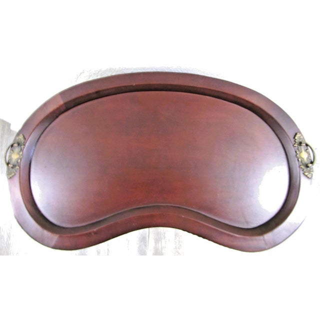1930's Queen Anne Mahogany Kidney Shaped Beveled Glass Tray Top Drink Cabinet For Sale - Image 9 of 18