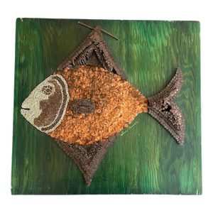 1980s Brutalist Mixed Metal Wall Sculpture on Board by Jan Carson
