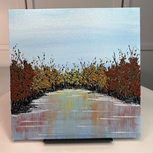 Autumn Wonder Fall Theme 8 X 8" Acrylic Mixed Media Painting Wall Art - Unframed For Sale - Image 4 of 7