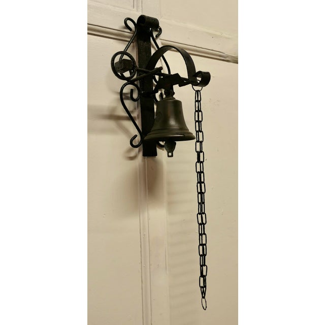 Antique Black Wrought Iron Alpine Front Door Bell, 1890s For Sale - Image 4 of 7