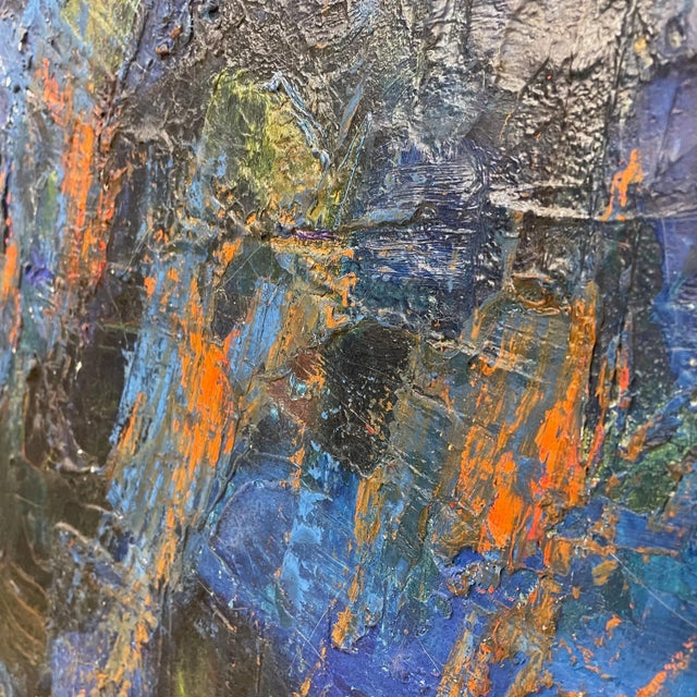 Textile 1985 Modern Painting Abstract Art Oil on Canvas Signed For Sale - Image 7 of 13