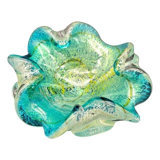 Ashtray in Murano Glass with Silver Inlays, 1950s For Sale