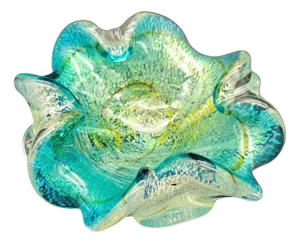 Ashtray in Murano Glass with Silver Inlays, 1950s