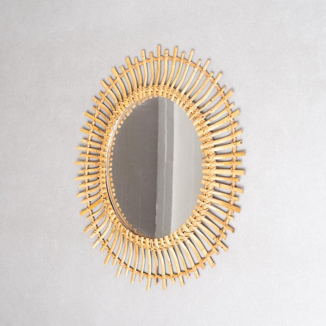 Mid-Century Modern Mirror Bamboo Rattan Handcrafted, 1960s For Sale - Image 4 of 10