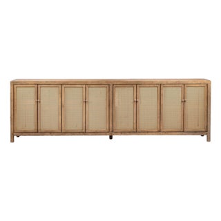 Long Rattan Cane Door Sideboard For Sale