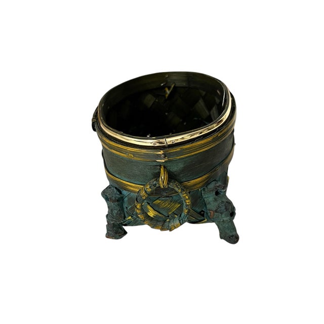 Vintage Chinoiserie Footed Tabletop Basket For Sale - Image 4 of 5