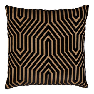 Schumacher x Mary McDonald Vanderbilt Velvet 22" Pillow in Tortoise For Sale