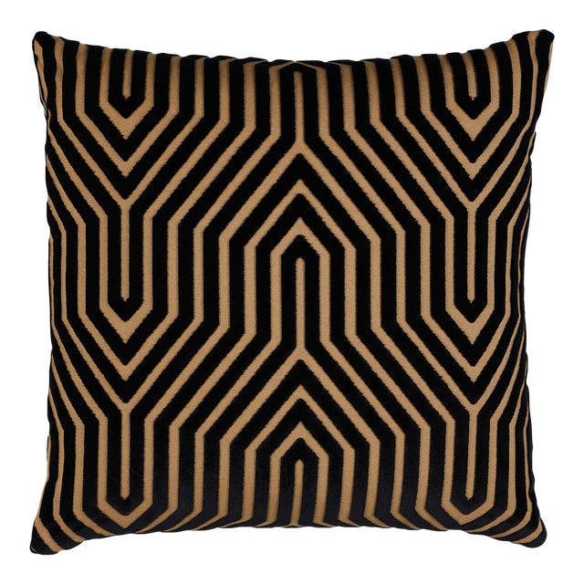 Schumacher x Mary McDonald Vanderbilt Velvet 22" Pillow in Tortoise For Sale