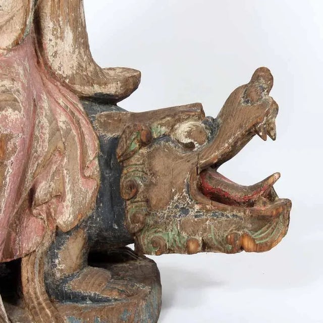 Mid 20th Century Large Kwan Yin or Buddha Figure on a Mythical Beast For Sale - Image 5 of 7