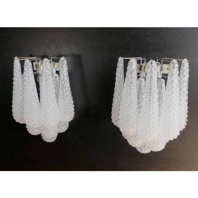 1990s Vintage Glass Petals Drop Wall Sconces, 1990s, Set of 2 For Sale - Image 5 of 13