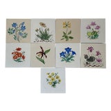 Hand-Painted Botanical Ceramic Tiles by Josef Frank, Meissen, Germany, 1960, Set of 9 For Sale