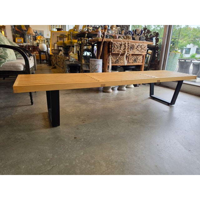Brown George Nelson for Herman Miller Slat Bench For Sale - Image 8 of 16