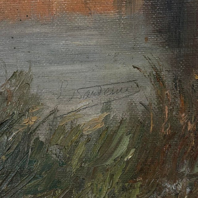 Framed Oil Painting on Canvas by Léon Dardenne (1865-1912) 'Lake View' For Sale - Image 14 of 16