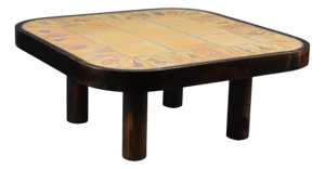 Ceramic and Stained Beech Coffee Table by Roger Capron, 1960s