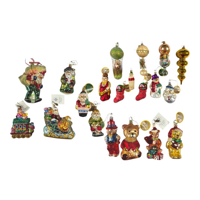 Inge-Glas, Mackenzie Child, and Christopher Radko Christmas Ornaments, Set of 20 For Sale