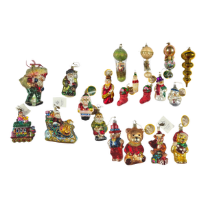 Inge-Glas, Mackenzie Child, and Christopher Radko Christmas Ornaments, Set of 20