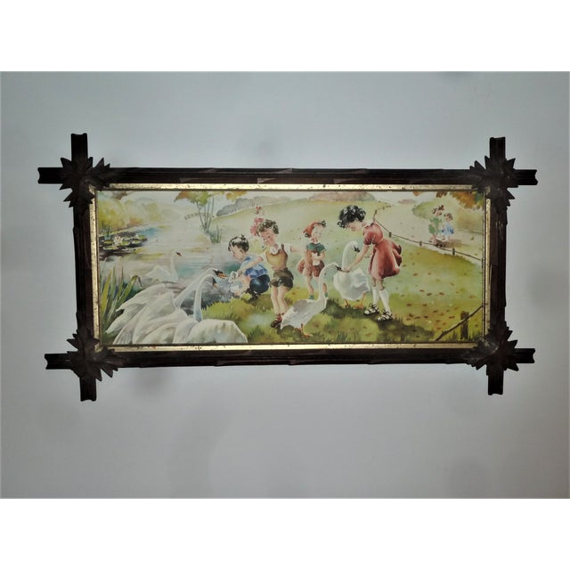 Adirondack Maple Leaf Wood Tramp Art Framed Figurative Print For Sale - Image 10 of 10