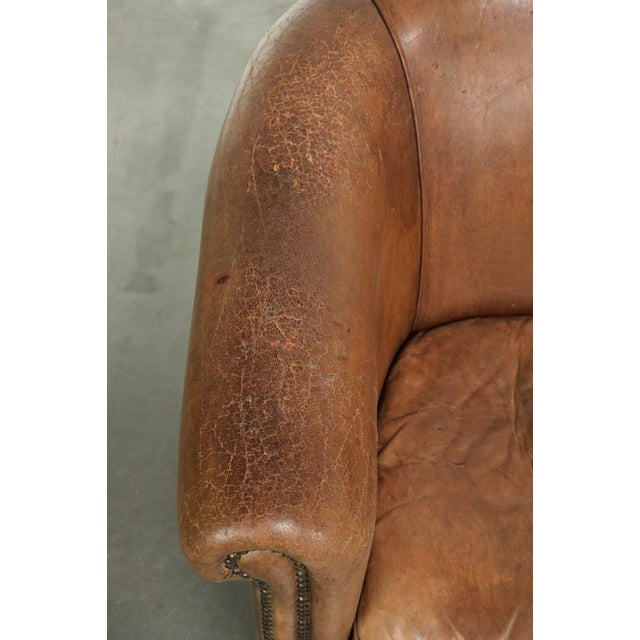 Vintage Sheepskin Club Armchair For Sale - Image 7 of 14
