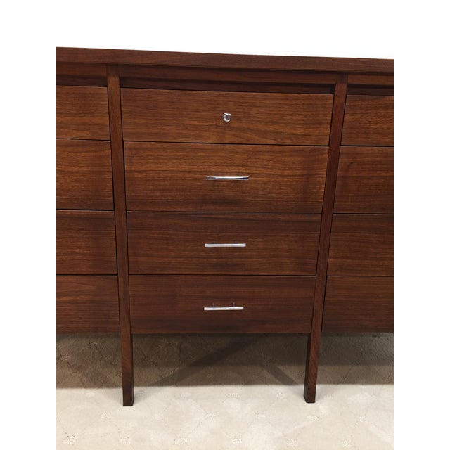 Mid 20th Century Lane Delineator 12 Drawer Low Chest Designed by Paul McCobb in Rosewood and Walnut With Chrome Hardware For Sale - Image 16 of 18