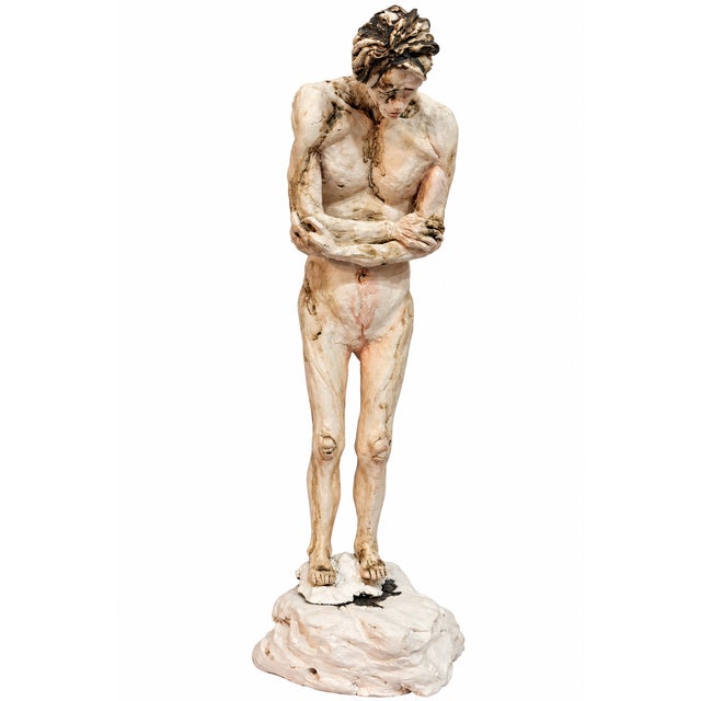 Expressionist Male Figurative Ceramic Sculptures – Set of 3 For Sale - Image 10 of 12