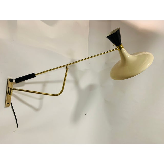Metal Vintage Beige and Black Wall Light, 1960s For Sale - Image 7 of 12