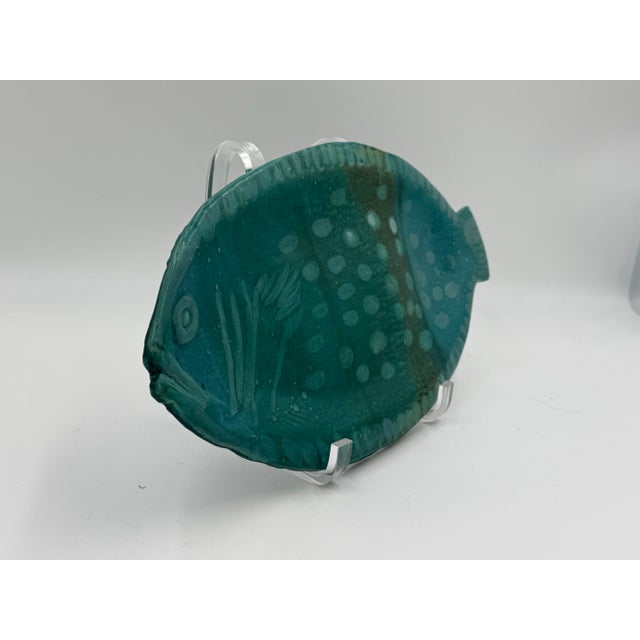 Midcentury Modern Pottery Decorative Fish Lucite Stand
