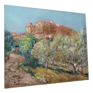 Max Agostini, View of the Côte d'Azur, 20th Century, Oil on Panels, Set of 2 For Sale