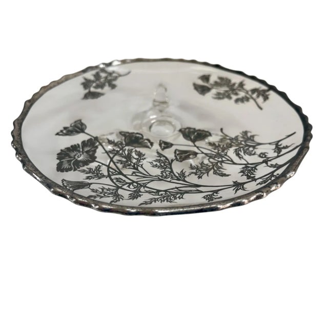 Metal Elegant Vintage Sterling Silver Overlay Footed Serving Dish For Sale - Image 7 of 7