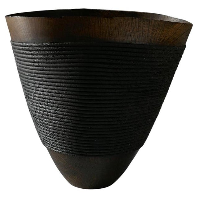 Rope Bowl in Evergreen Oak and Oxides Wood by Yann Marot For Sale - Image 10 of 10