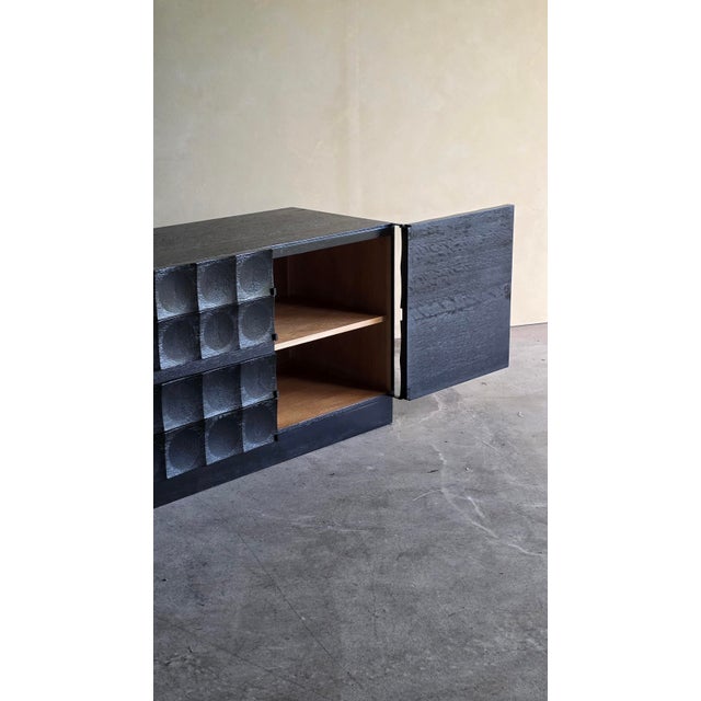 Brutalist Credenza in Black Stained Oak by J. Batenburg for MI Belgium, 1970s For Sale - Image 12 of 16