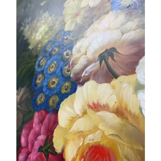 Late 20th Century Large Original Vibrant Floral Still Life Oil on Canvas For Sale - Image 9 of 12