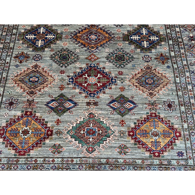 Hand-Knotted Afghan Kazak Wool Area Rug - 8'2" X 10' For Sale - Image 6 of 14