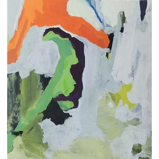 Late 20th Century Orange Green Abstract Painting For Sale