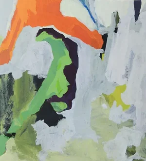 Late 20th Century Orange Green Abstract Painting