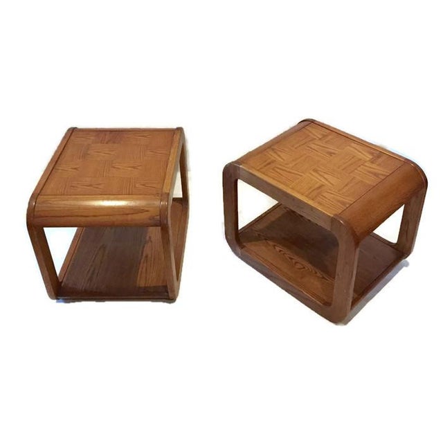Bent Wood Waterfall Cube Side Tables A Pair Chairish