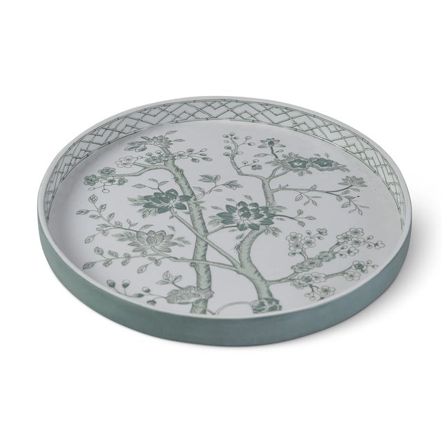 Jardin Green Chinoiserie Round Tray For Sale In Chicago - Image 6 of 6