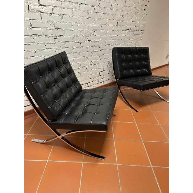 Barcelona Chairs by Mies van der Rohe for Knoll, 2010, Set of 2 For Sale - Image 9 of 9