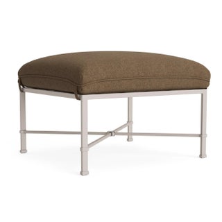 Brown Jordan Venetian Ottoman, Dove frame with Fusion Moccasian fabric For Sale