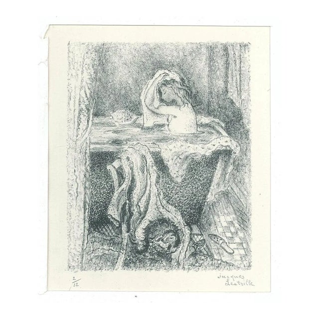 Bathing - Original Lithograph by Jacques Lestrille - 20th Century 20th Century For Sale